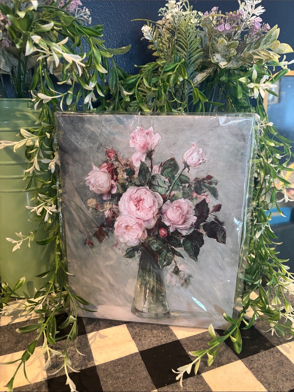 Pink Rose Bouquet Canvas Wall Art - Floral Home Accent
